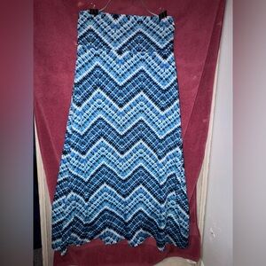 Soho Apparel Blue and Black A-Line Skirt